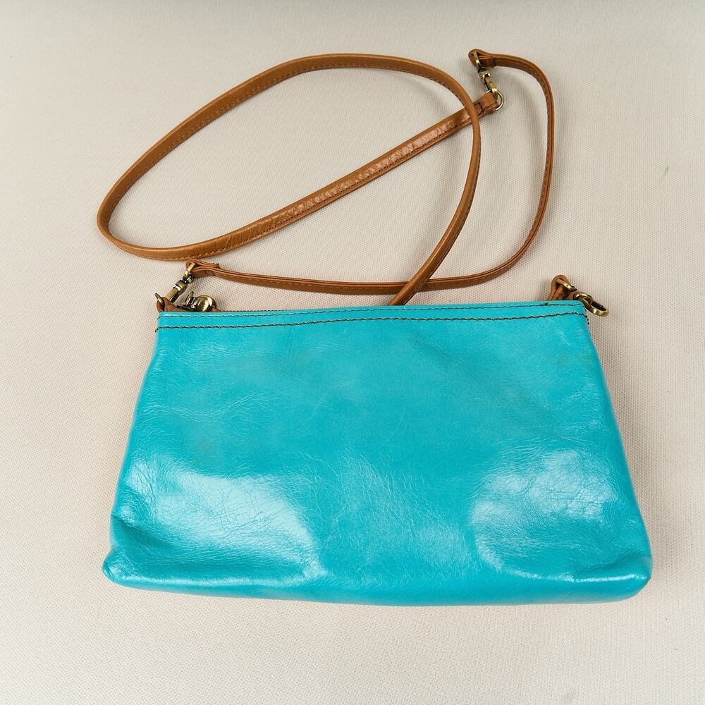 HOBO Crossbody Bag Clutch Adjustable Removable Strap Slim Turquoise Blue